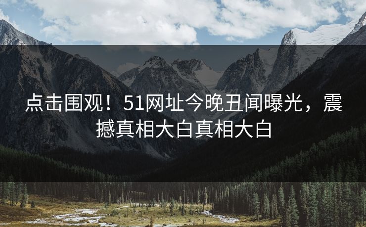 点击围观！51网址今晚丑闻曝光，震撼真相大白真相大白  第1张