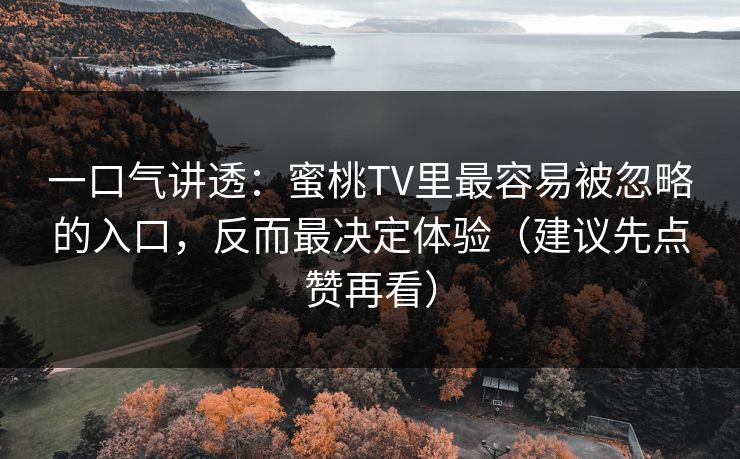 一口气讲透:蜜桃TV里最容易被忽略的入口,反而最决定体验(建议先点赞再看) 第1张 一口气讲透:蜜桃TV里最容易被忽略的入口,反而最决定体验(建议先点赞再看) 第1张